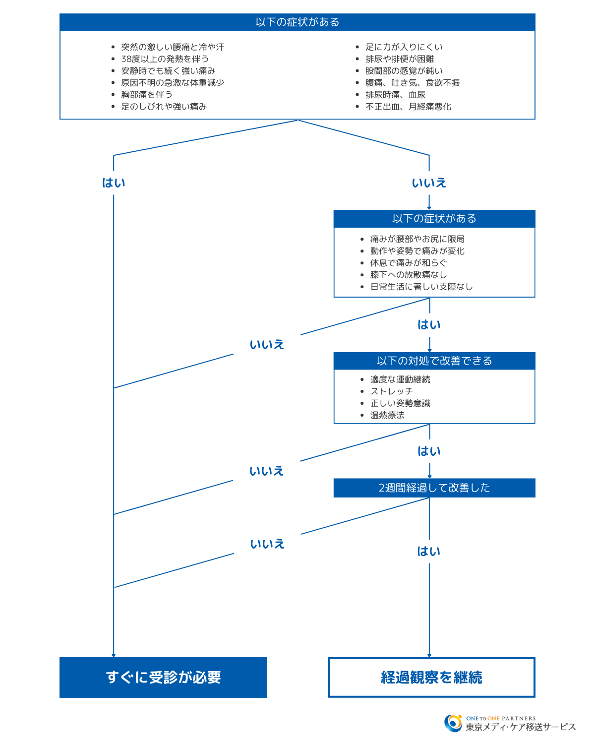 腰痛での受診基準チャート