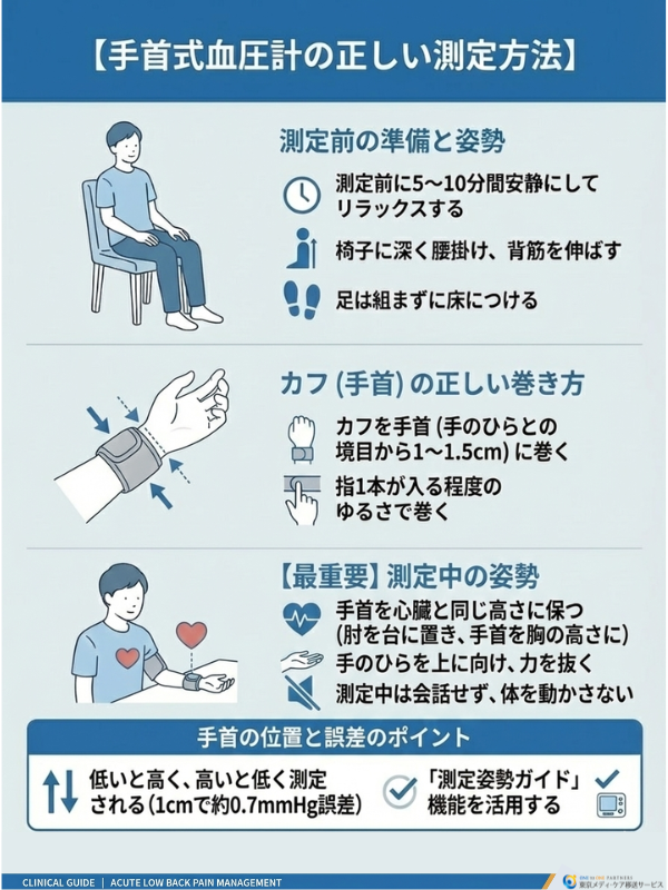 手首式血圧計の正しい測定方法